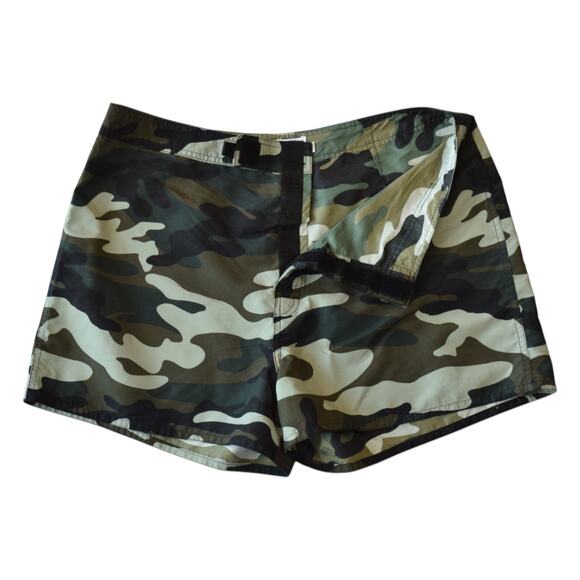 Vintage Y2K Camouflage Print Swim Shorts Women's Size 14 - Picture 2 of 4